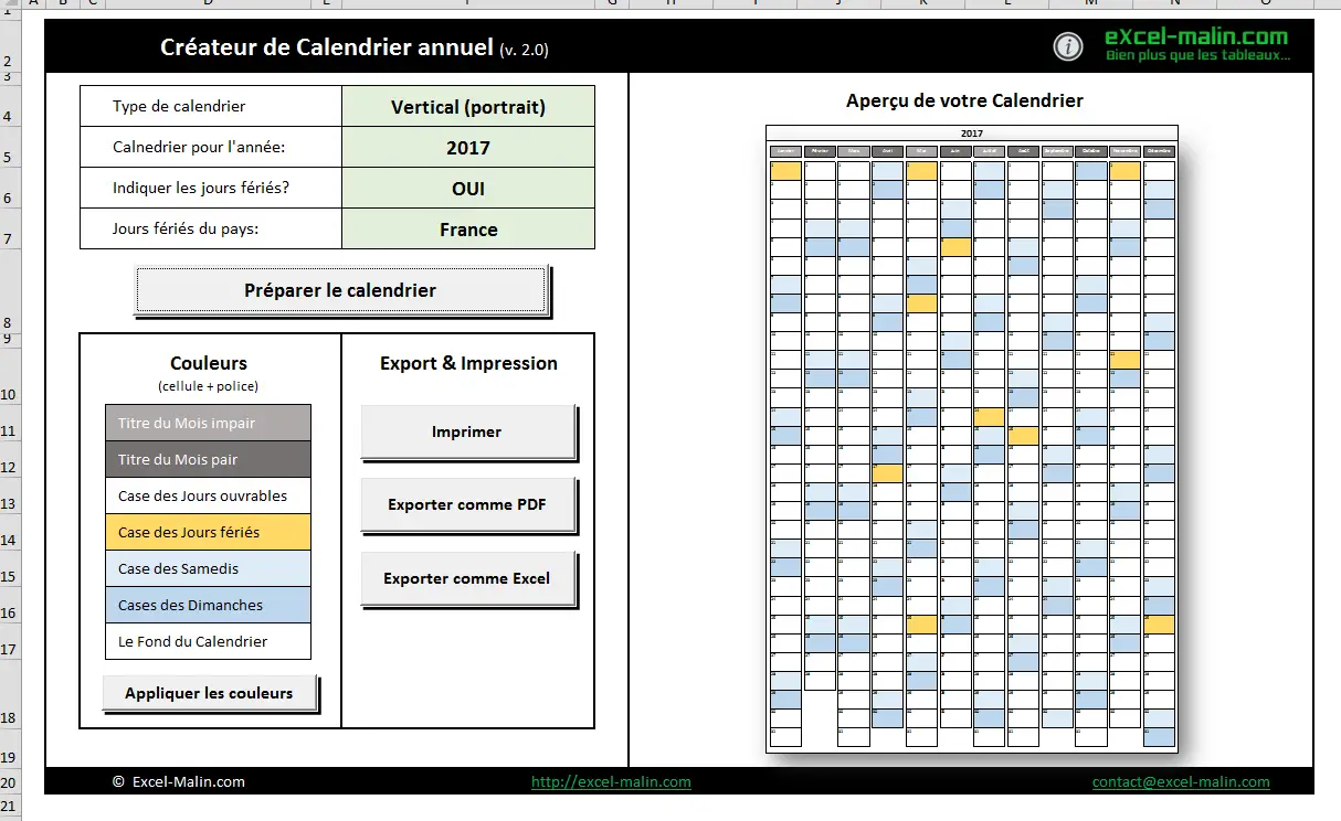 exemple calendrier 5x8