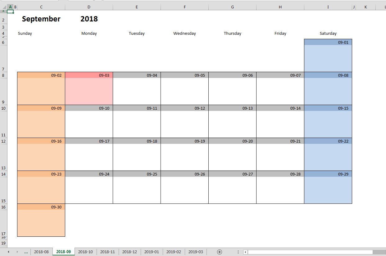 Printable Monthly Calendar Template For Excel Excel Malin