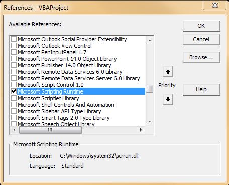 Microsoft scripting runtime как включить