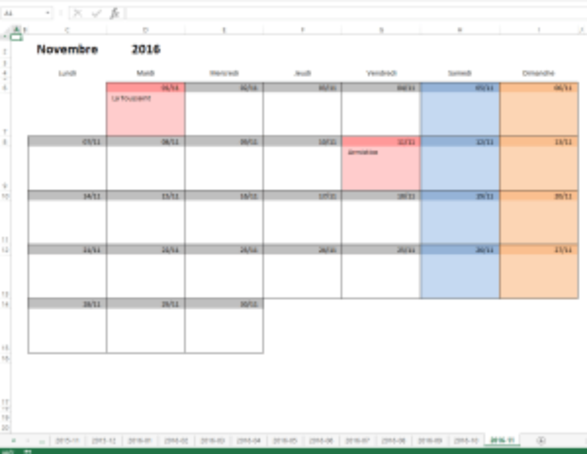 Calendrier Mensuel Excel Modifiable Et Gratuit Excel Malin Com