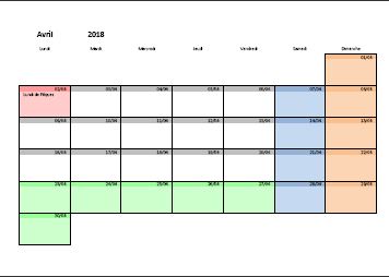 Calendrier scolaire 2017-2018 France (zone B)