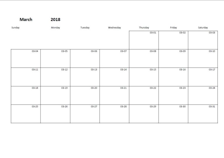 Printable monthly calendar template for Excel | Excel-Malin.com