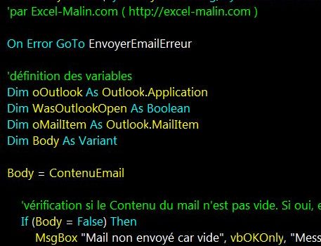 VBA: envoyer un email avec Excel
