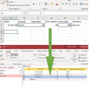 Ajouter des données Excel dans Access
