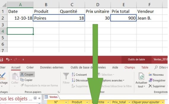 Ajouter des données Excel dans Access