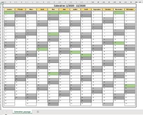 Calendrier 2020 Excel, PDF - horizontal France Calendrier 2020 Excel, PDF - horizontal France