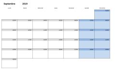 Calendrier scolaire 2019-2020 - vierge avec couleurs Calendrier scolaire 2019-2020 - vierge avec couleurs