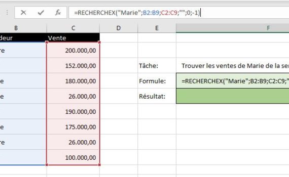 Excel - RECHERCHEX: Exemple 5