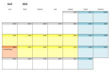 Calendrier scolaire 2021-2022 France (zone B)