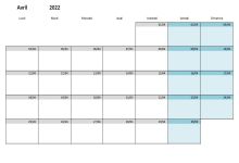 Calendrier scolaire 2021-2022 - vierge avec couleurs