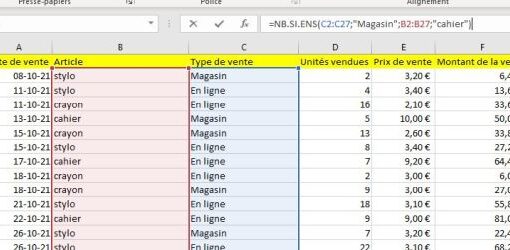 Excel: fonction NB.SI.ENS