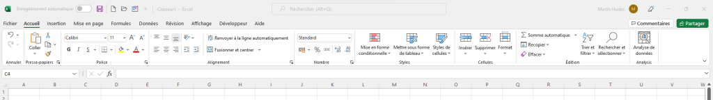 Ruban Excel - onglet ACCUEIL Ruban Excel - onglet ACCUEIL