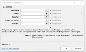 Excel: SI.MULTIPLE - argument Valeur1