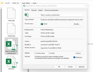 Excel: débloquer les macros venant d'internet