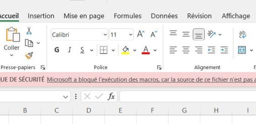 Excel: macros VBA bloqués dans les fichiers provenant d'internet