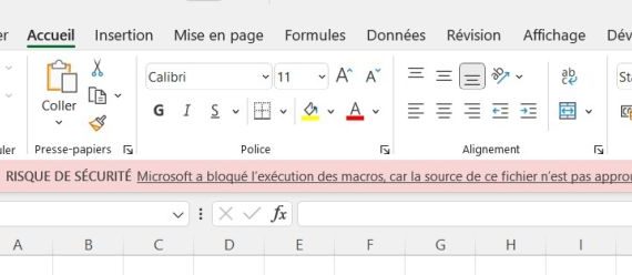 Excel: macros VBA bloqués dans les fichiers provenant d'internet