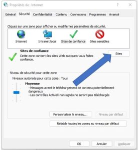 Options internet: accéder aux sites de confiance