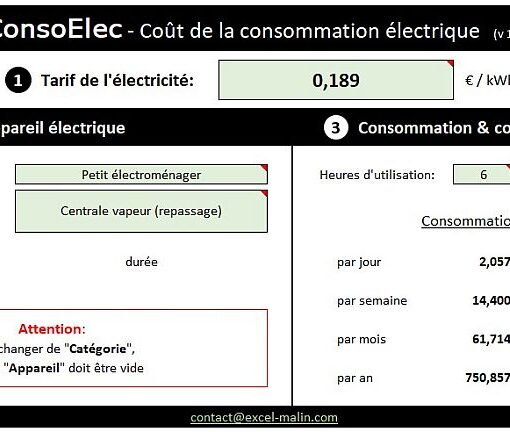 Consommation électrique en un clin d'œil - outil Excel gratuit