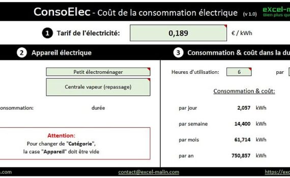 Consommation électrique en un clin d'œil - outil Excel gratuit