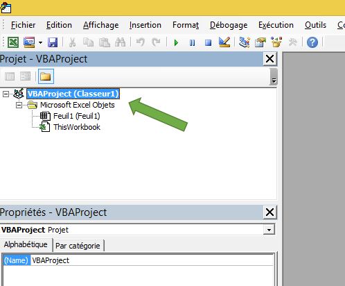 VBA: protéger le projet par un mot de passe - étape 1