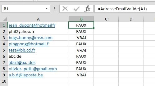 VBA / Excel: Vérifier adresse e-mail / courriel VBA/Excel: Vérifier adresse e-mail