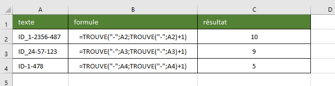 Fonctions TROUVE imbriquées