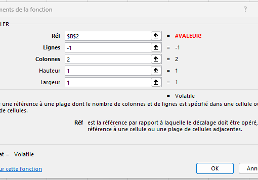 Excel DECALER: argument "Réf"