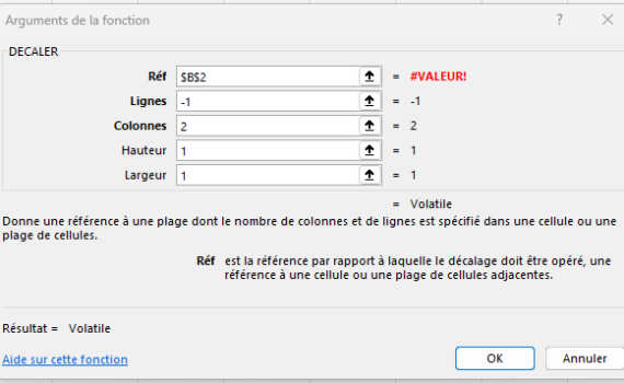 Excel DECALER: argument "Réf"