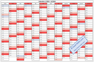 Calendrier 2024 Canada horizontal Calendrier 2024 Canada horizontal
