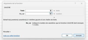 Syntaxe de la fonction GAUCHE - argument no_car