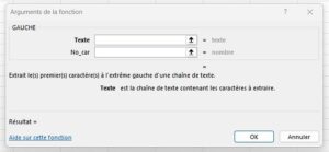 Syntaxe de la fonction GAUCHE - argument texte