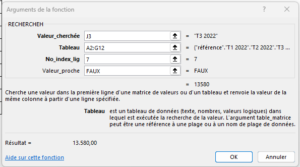RECHERCHEH - argument "Tableau"