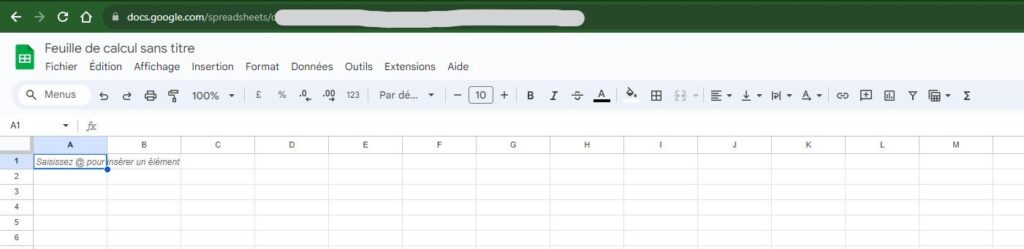 Interface de Google Sheets Interface de Google Sheets