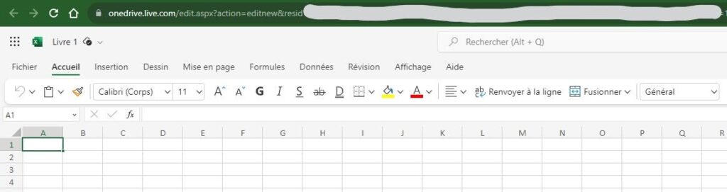 Interface de Microsoft Excel pour le Web Interface de Microsoft Excel pour le Web