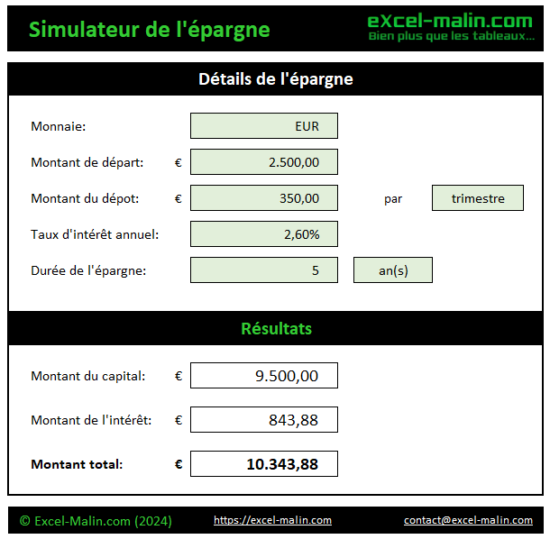 Simulation d'épargne dans Excel - exemple Simulation d'épargne dans Excel - exemple