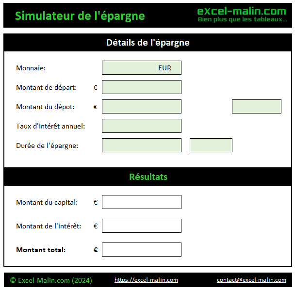 Simulateur d'épargne pour Excel Simulateur d'épargne pour Excel