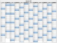 Calendrier 2025 Excel et PDF horizontal - sans jours fériés