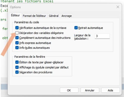 VBA: Option Explicit automatique