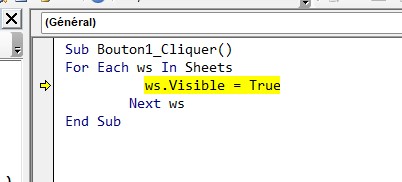 VBE: exécution du code "ligne par ligne" (touche F8)
