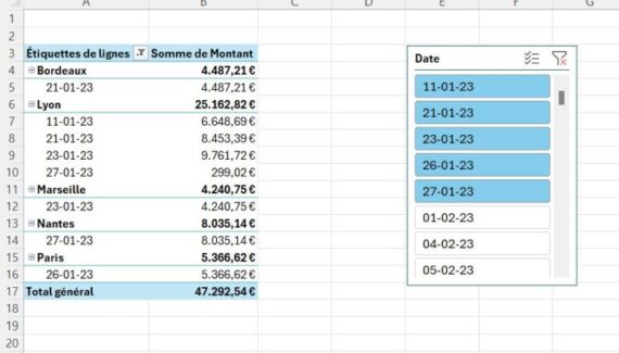 Excel: Format des dates dans le Tableau croisé dynamique (TCD)